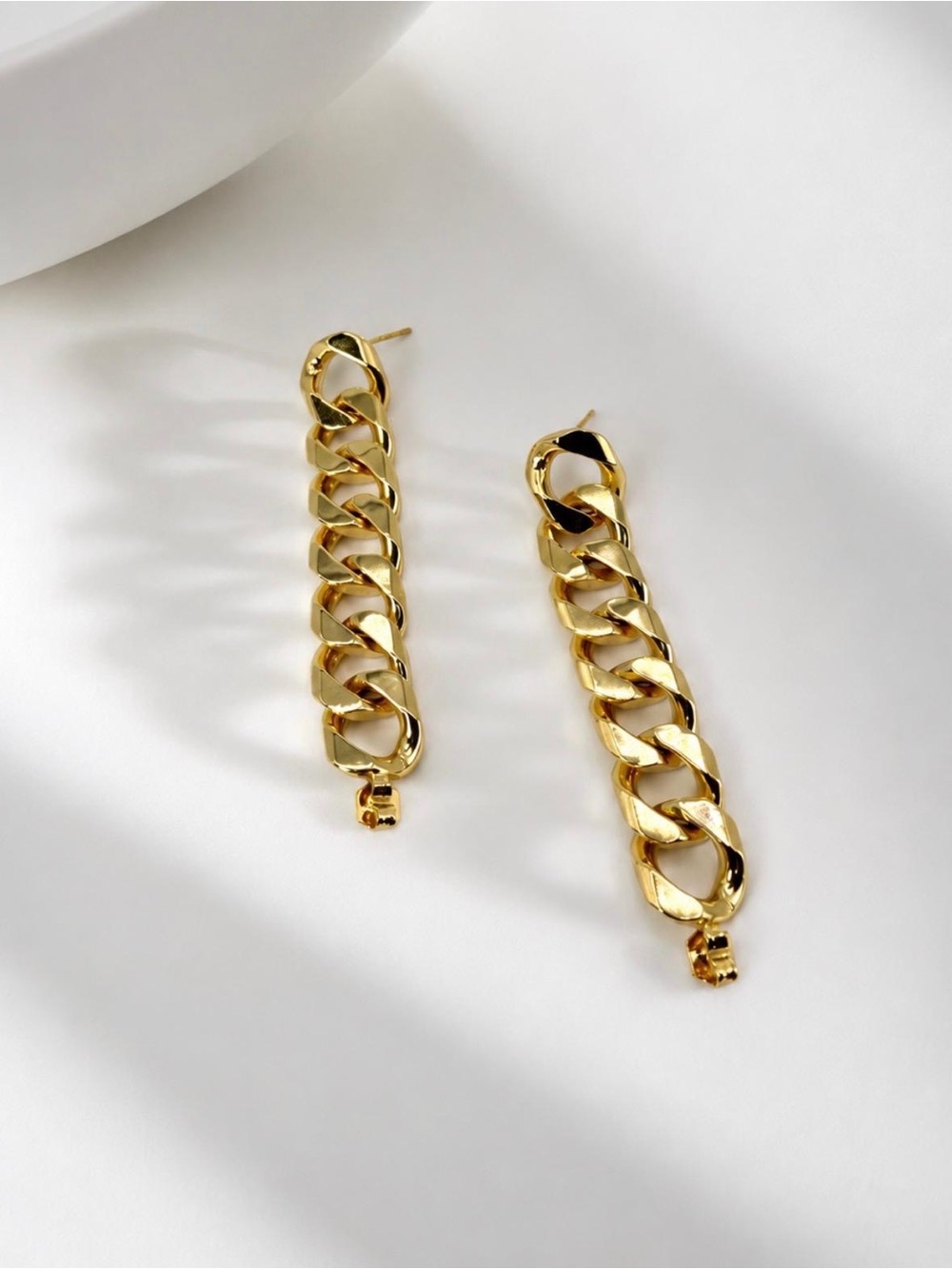 Chain Link Hoop Earrings - 14K Gold Plated Women Jewelry - NEW! - Picture 3 of 5